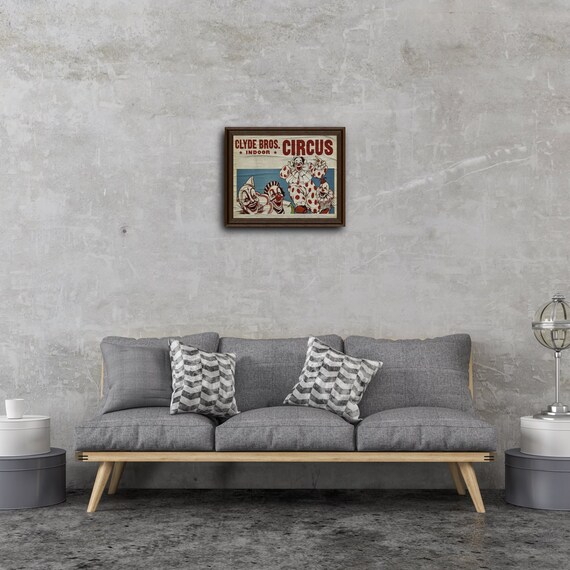 Clyde Bros Circus, Weird Clowns Poster, Vintage Oddities, Freak
