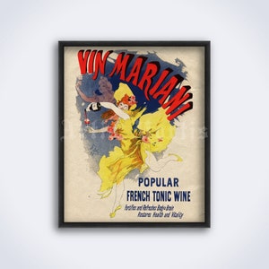 Vin Mariani – coca wine vintage advertisement print, alcoholic drink, psychoactive drink, retro bar decor, ad poster (DIGITAL DOWNLOAD)