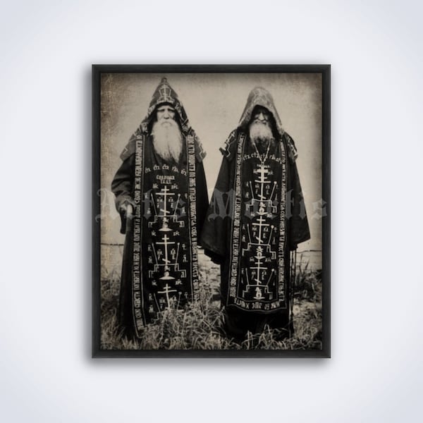 Orthodox monks antique photo. Schemonk, batushka, sorcerer, mystic, church, slavic art print, poster (DIGITAL DOWNLOAD)