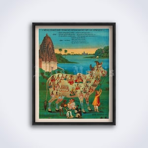 Die Heilige Kuh - Hinduismus, Hinduismus, Tantra, Veden, Shivaismus, Mutter Erde, indisches Dekor, Vintage Druck, Poster (DIGITALER DOWNLOAD)