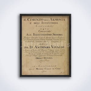 Antonio Vivaldi The Four Seasons Titelseite, Violin-Konzert, Barock, Klassische Musik Partitur Druck, Poster (DIGITAL DOWNLOAD)