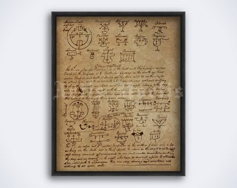 Incantation of Goetia demons, Book of incantations manuscript, Devil, witchcraft, ritual, demonology art, print, poster (DIGITAL DOWNLOAD)