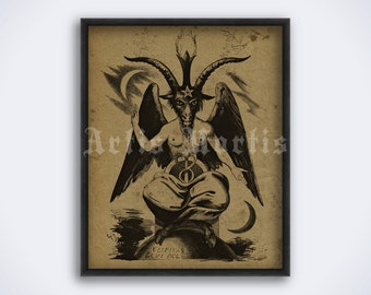 Sabbatic Goat, Baphomet, Satan, Devil art by Eliphas Levi, occult print, poster (DIGITAL DOWNLOAD)