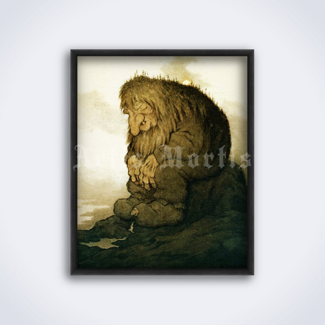 Sleeping Troll – Theodor Kittelsen Art, Vintage Norse, Norwegian Folk ...