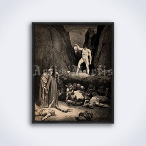 Onthoofde Bertram De Born illustratie voor Dante Devine Komedie, kunst van Gustave Dore, vintage print, poster (DIGITALE DOWNLOAD)