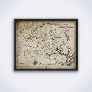 Salem Dorf 1692 Karte – Hexenversuche, Mittelalter Inquisition Druck, Poster (DIGITALER DOWNLOAD)
