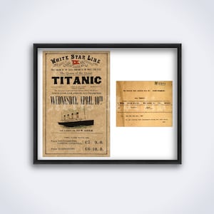 Titanic ticket price list, SOS telegram – vintage memorabilia poster, print (DIGITAL DOWNLOAD)