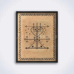 Maman Brigitte veve, voodoo art, Loa of Death, goddess of cemetery, symbol, sigil, print, poster (DIGITAL DOWNLOAD)