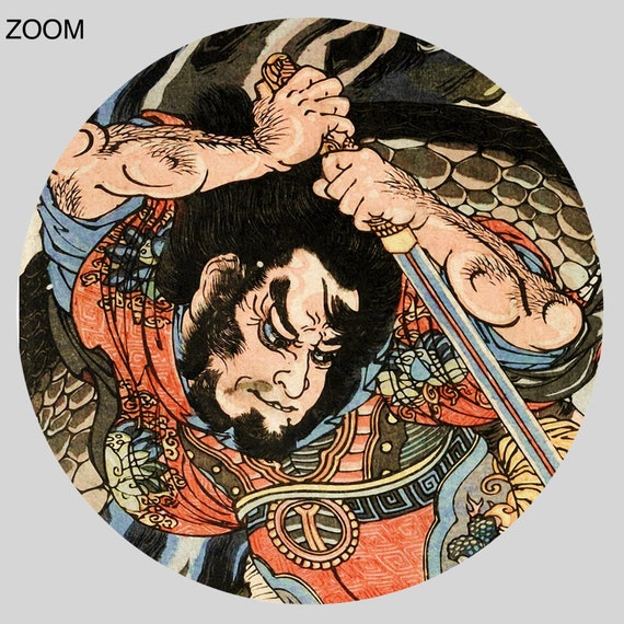 丁徳孫殺蛇図 木版画：浮世絵（デジタルダウンロード） - Etsy 日本