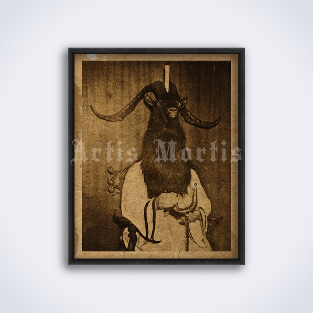 Satanic ceremony ritual, Black mass, Baphomet, goat, vintage occult photo, print, poster (DIGITAL DOWNLOAD)