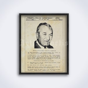 Joseph Bonanno wanted poster, crime leader, mafia boss, Joe Bananas, Don Peppino, Godfather, gangster art, vintage print (DIGITAL DOWNLOAD)