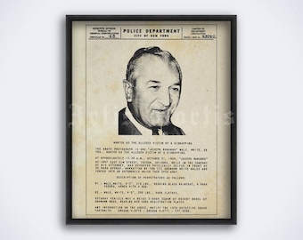 Joseph Bonanno Wanted Poster: Mafia Boss Vintage Print (Digital Download)