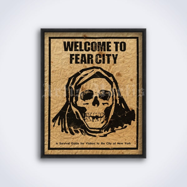 Welcome to Fear City poster - New York 1975 historical print, police crisis, anarchy, crime, skull, vintage art (DIGITAL DOWNLOAD)