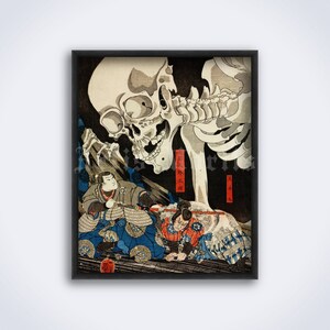 Gashadokuro Gespenst-Skelett - Japanischer Holzschnitt, dunkle Volkskunst, Horror, Grusel, Schädel, Yurei, Japan, Ukiyo-e Poster (DIGITALER DOWNLOAD)
