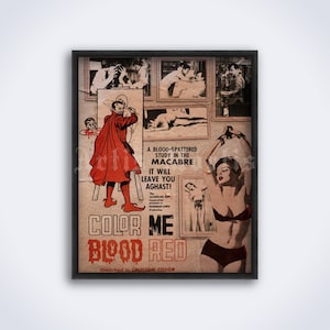 Color Me Blood Red – vintage 1965 horror movie poster, thriller film art, splatter, grindhouse print (DIGITAL DOWNLOAD)
