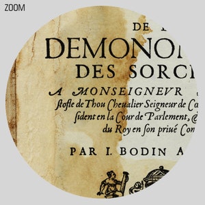 Demonomanie of Jean Bodin title page, medieval inquisition, witch hunt print, poster DIGITAL DOWNLOAD image 2