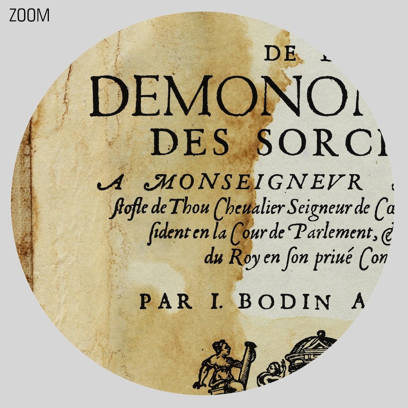 Demonomanie of Jean Bodin title page, medieval inquisition, witch hunt print, poster DIGITAL DOWNLOAD image 2