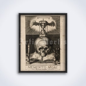Memento Mori, skull and hourglass - medieval symbols of death, dark art, print, poster (DIGITAL DOWNLOAD)