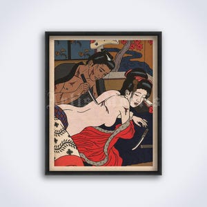Play with knife, vintage Japanese art, manga illustration, kinky retro decor, print, poster (DIGITAL DOWNLOAD)