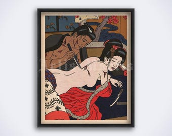 Gioca con il coltello, arte giapponese vintage, illustrazione manga, arredamento retrò eccentrico, stampa, poster (DOWNLOAD DIGITALE)