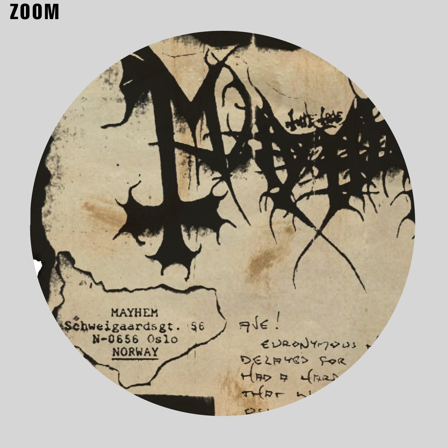 Mayhem Lettering Mayhem Euronymous Handwritten Letter Poster