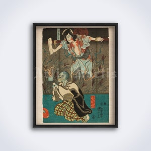 Ghost of Togo - vintage japanischer Holzblock, dunkle Volkskunst, Horror, Geist, Yurei, Japan, Ukiyo-e Poster (DIGITAL DOWNLOAD)