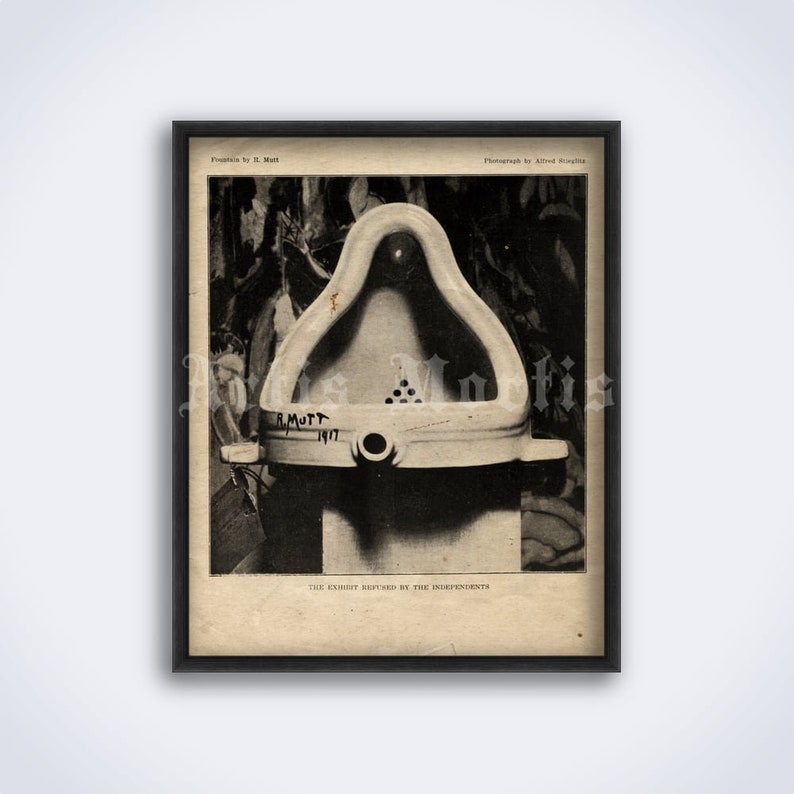 Marcel Duchamp Fountain sculpture vintage 1917 photo, conceptual avant-garde poster, print DIGITAL DOWNLOAD image 1