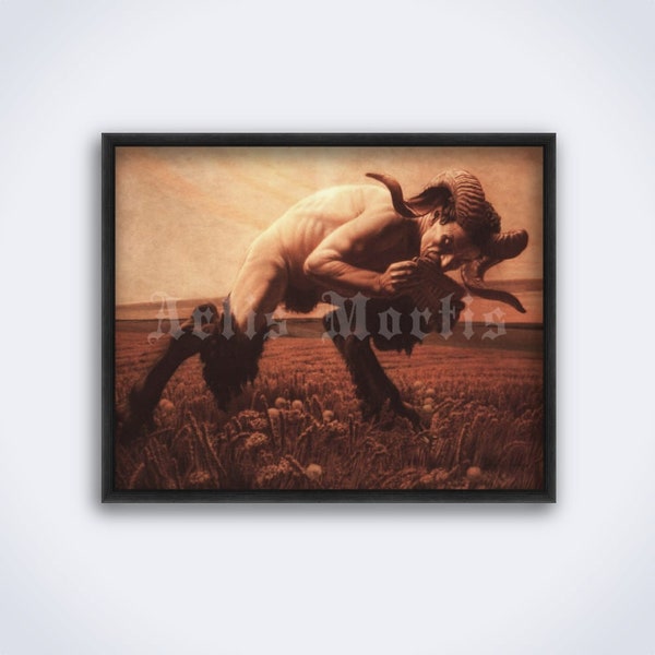 Faun playing flute – pagan mythology art, Pan, Satyr, mythical creature, folk, fantasy, nature, print, poster (DIGITAL DOWNLOAD)