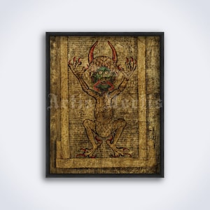 Devil's Bible, Codex Gigas - Satan portrait, demon, devil, hell, illuminated manuscript art, print, poster (DIGITAL DOWNLOAD)