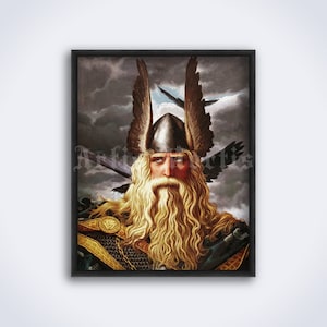Odin - painting by Konstantin Vasilev – Wotan, Valhalla, pagan god, Norse viking art, folk, vintage print, poster (DIGITAL DOWNLOAD)