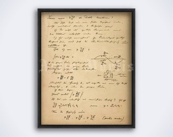 Erwin Schrödinger manuscript - Quantum physics, Schrodinger's cat, wave function, atom, theory, science art print, poster (DIGITAL DOWNLOAD)