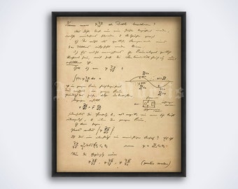 Manuscrit d'Erwin Schrödinger - Physique quantique, chat de Schrödinger, fonction d'onde, atome, théorie, impression d'art scientifique, affiche (TÉLÉCHARGEMENT NUMÉRIQUE)