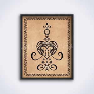Erzulie Freda veve, voodoo art, Loa of love, Haitian goddess, love magic, spell, femininity, print, poster (DIGITAL DOWNLOAD)