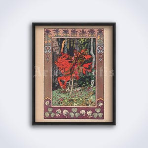 Red horseman, Vasilisa the Beautiful folk tale, Russian Slavic fairy tales illustration, Ivan Bilibin art, print, poster (DIGITAL DOWNLOAD)
