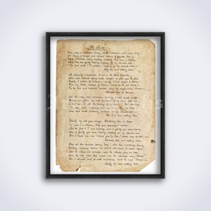 Der Rabe - Edgar Allan Poe Gedicht Handschrift Manuskript Druck, gotisches Plakat (DIGITAL DOWNLOAD)