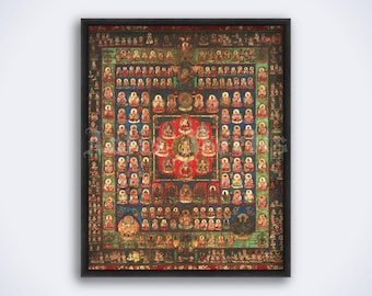 Womb Realm Mandala Art Print: Vintage Vajrayana Buddhism (Digital Download)