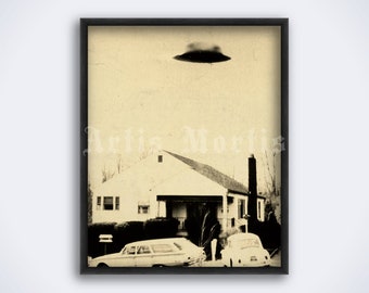 Zanesville Flying Saucer UFO photo, Blue Book Project - vintage ufology print, poster (DIGITAL DOWNLOAD)