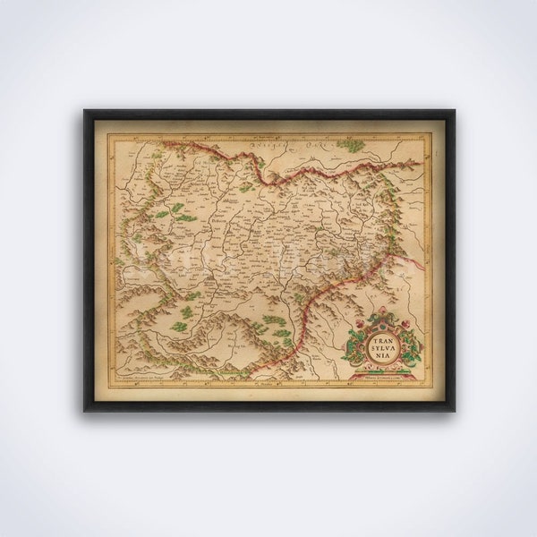 Transylvania map from antique geographical atlas – vampire decor, Dracula legend print, poster (DIGITAL DOWNLOAD)