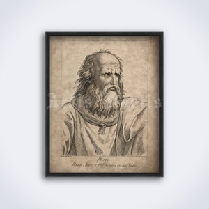 Plato philosopher portrait, vintage engraving, ancient Greek philosophy, platonism, dialectic, art print, poster (DIGITAL DOWNLOAD)