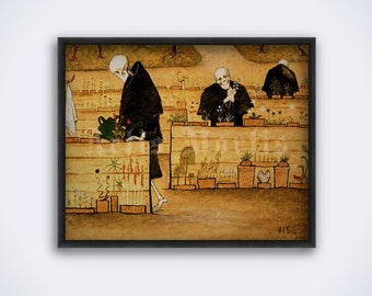 Garden of Death – vintage dark art, gothic decor, human skeletons, skull, dead, painting, print, poster (DIGITAL DOWNLOAD)