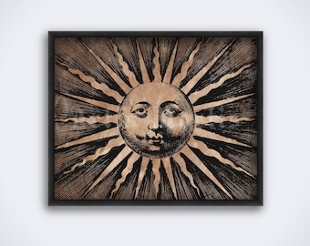 太陽の顔の彫刻版画：中世占星術美術（デジタルダウンロード） - Etsy 日本