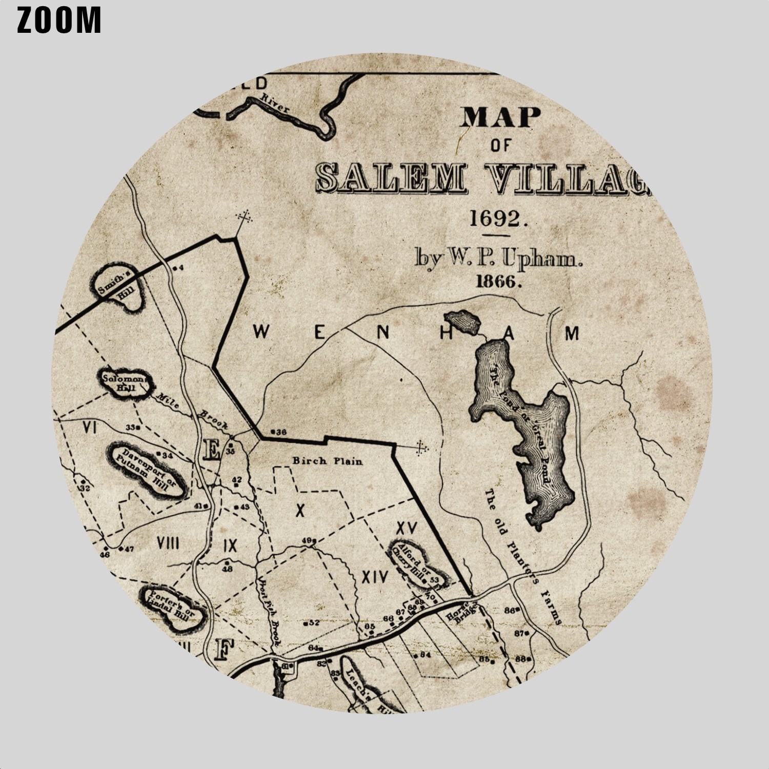 Salem Village 1692 Map – Witch Trials, Medieval Inquisition Print