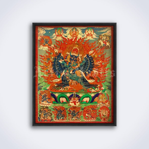 Yamantaka Destroyer of Death - Tibetan deity art print, Buddhism mythology, Vajrayana, Tibet, Nepal, thangka, poster (DIGITAL DOWNLOAD)