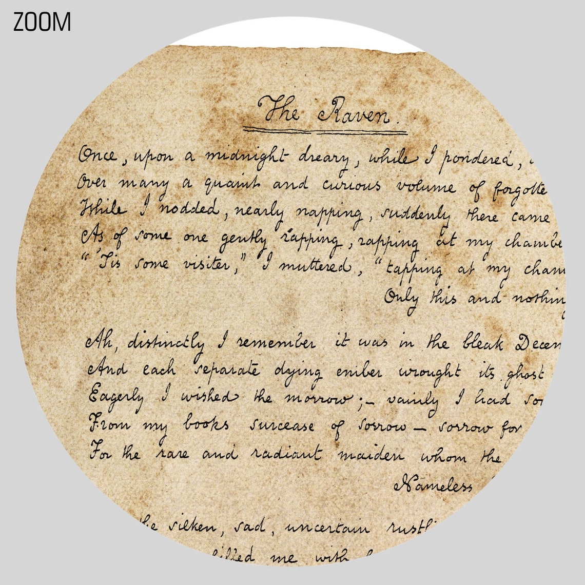 The Raven Edgar Allan Poe poem handwriting manuscript page | Etsy