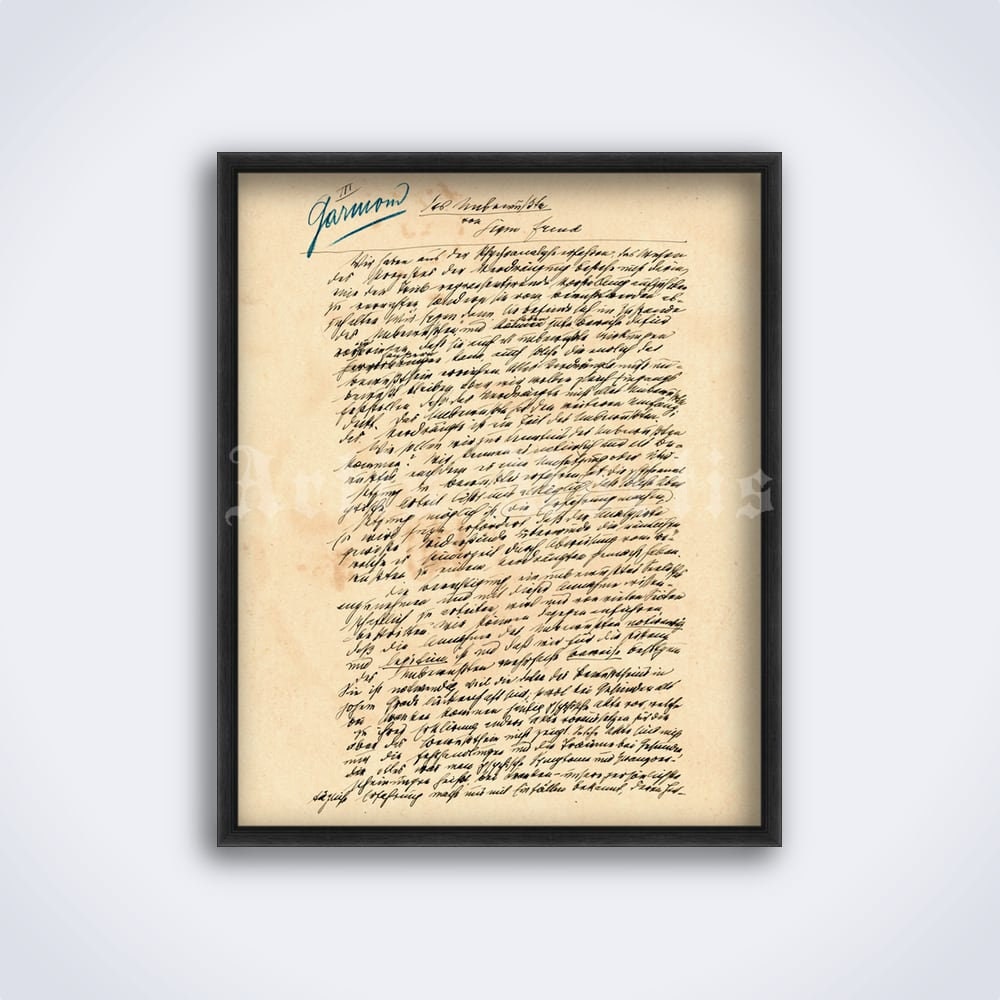 Sigmund Freud 1915 Unconscious article manuscript - vintage psychology print, poster (DIGITAL DOWNLOAD)