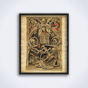 Allegorie der Vergänglichkeit des Lebens, mittelalterlichen Dark Art, Memento Mori, Skelett, Hölle, Teufel, Druck, Poster (DIGITAL DOWNLOAD)