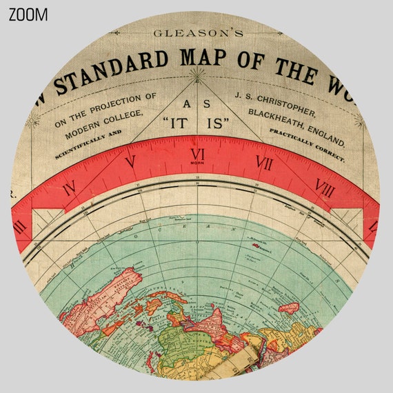 グリーソンの地球平面地図：ヴィンテージ世界地図プリント（デジタル