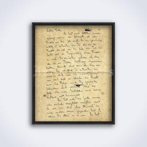 Póster de Franz Kafka - Carta a su padre, página manuscrita de 1919, literatura, regalo literario, decoración, arte, impresión (DESCARGA DIGITAL)