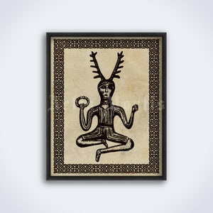 Cernunnos, Gehörnte heidnische Gottheit, keltischer Gott – irische Mythologie Kunst, Wald, Wicca, Faun, Animal Mystic Print, Poster (DIGITAL DOWNLOAD)