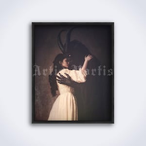 Devil Loves You, oryginalna mroczna sztuka autorstwa Artis Mortis Studio, Baphomet, satanistyczny, kochankowie, szatan, demon, czarownica, wydruk, plakat (POBIERANIE CYFROWE)